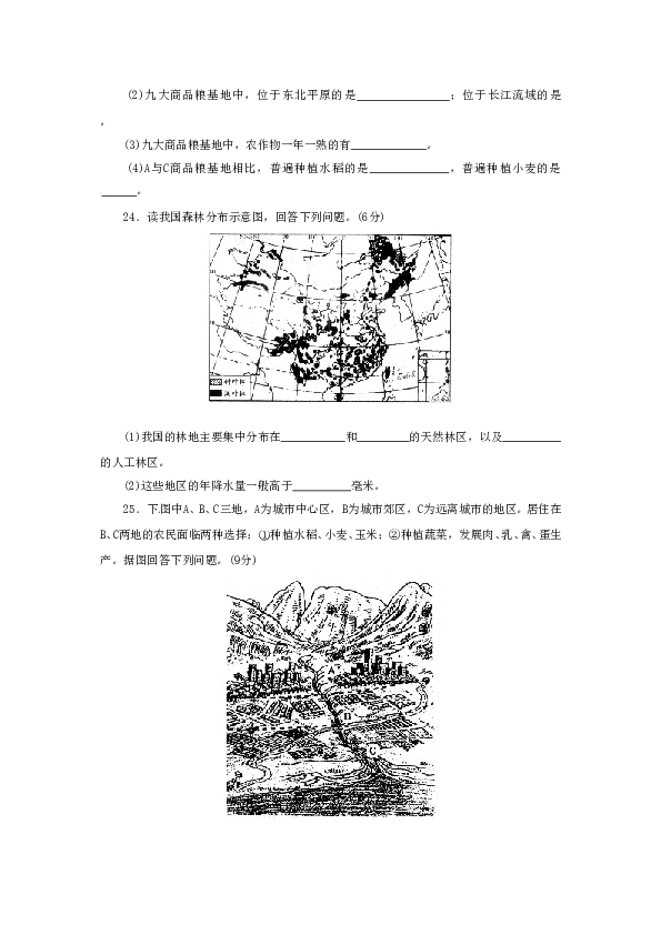 初二年上学期地理单元考试卷4.doc