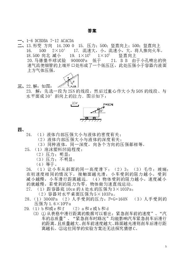 新人教版八年级物理下册期中测试卷附参考答案.doc