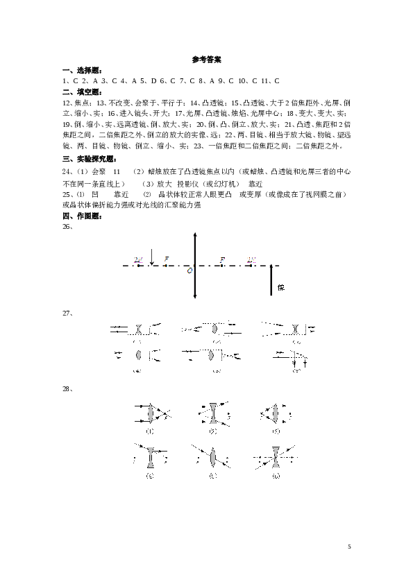 人教新课标版中考第一轮复习《透镜及应用》训练题.doc