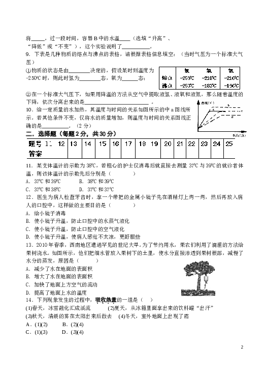 物态变化测试题及答案.doc