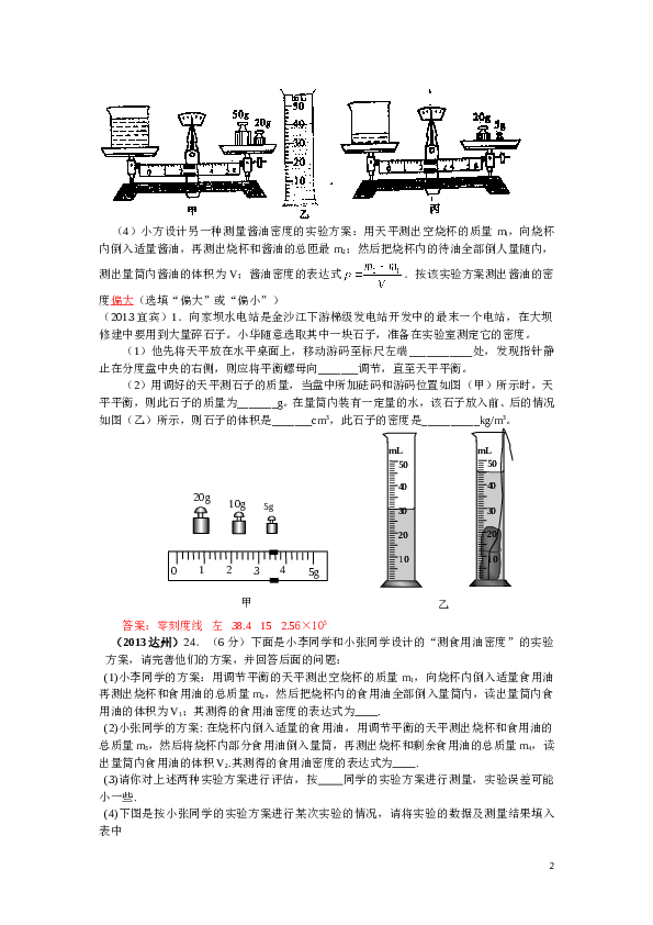 质量和密度实验探究题汇编.doc