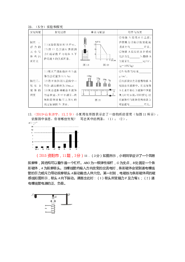 中考试题分类汇编_6.质量和密度考试题分类汇编.docx