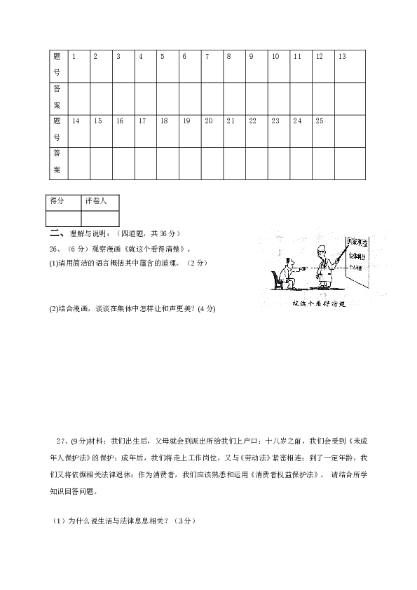 内蒙古呼伦贝尔市根河市第一中学七年级下学期期末考试道德与法治试题.doc