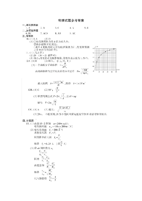 2011年江苏物理高考试题文档版(含答案).doc