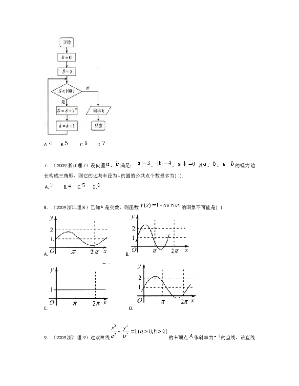 2009年浙江高考数学(理科)试卷(含答案).doc