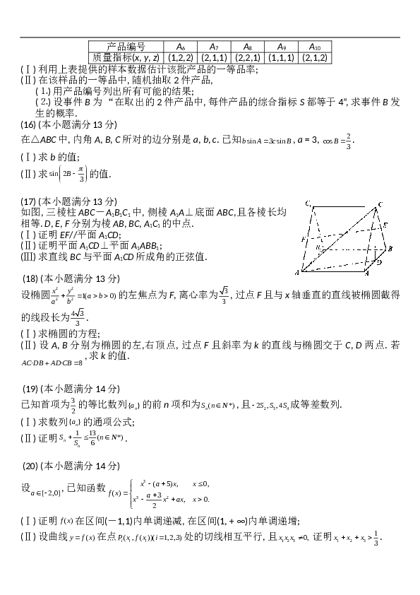 2013年天津高考文科数学试题及答案(Word版).doc