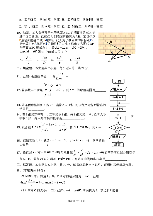 2014年高考浙江文科数学试题及答案(精校版).doc