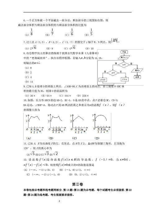 2015年理科数学海南省高考真题含答案.docx