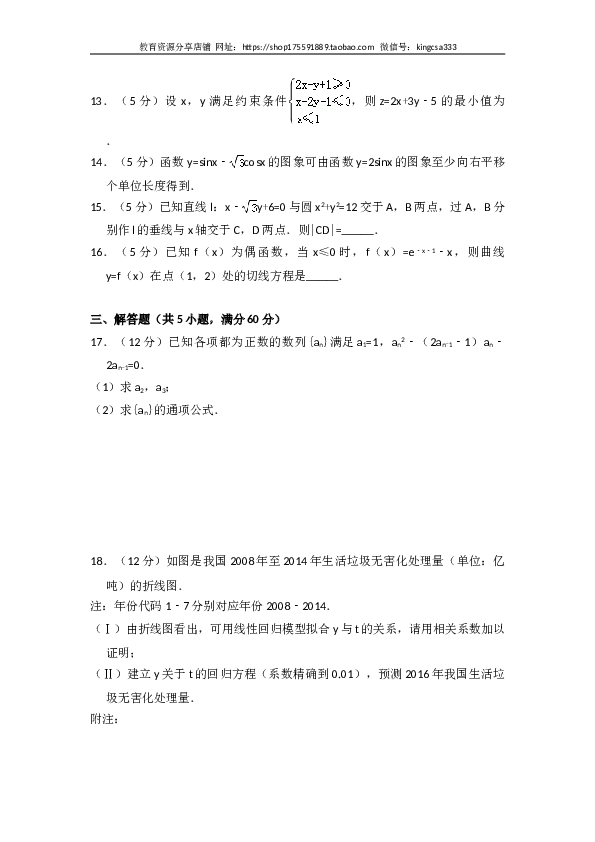 2016年全国统一高考数学试卷（文科）（新课标ⅲ）（含解析版）.doc