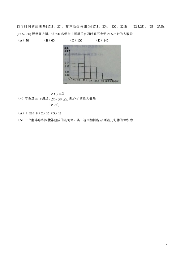 2016年山东高考文科数学真题及答案.doc