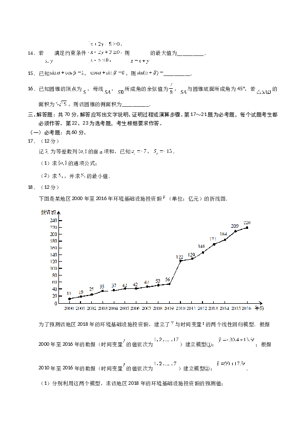 2018年理科数学海南省高考真题含答案.doc