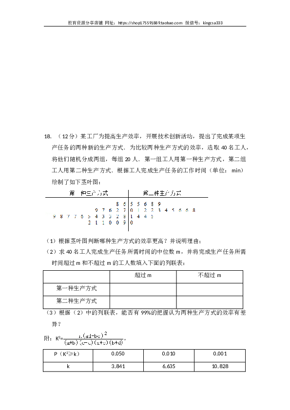 2018年全国统一高考数学试卷（文科）（新课标ⅲ）（含解析版）.doc