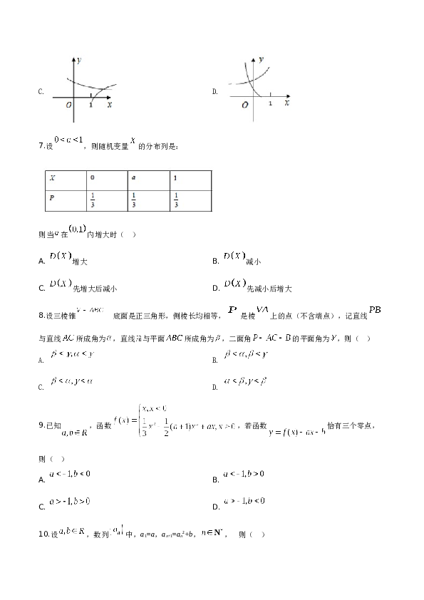 2019年高考浙江高考数学试题及答案(精校版).doc