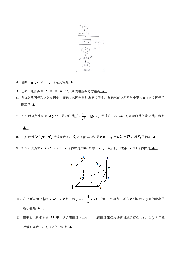 2019年江苏高考数学试题及答案.doc