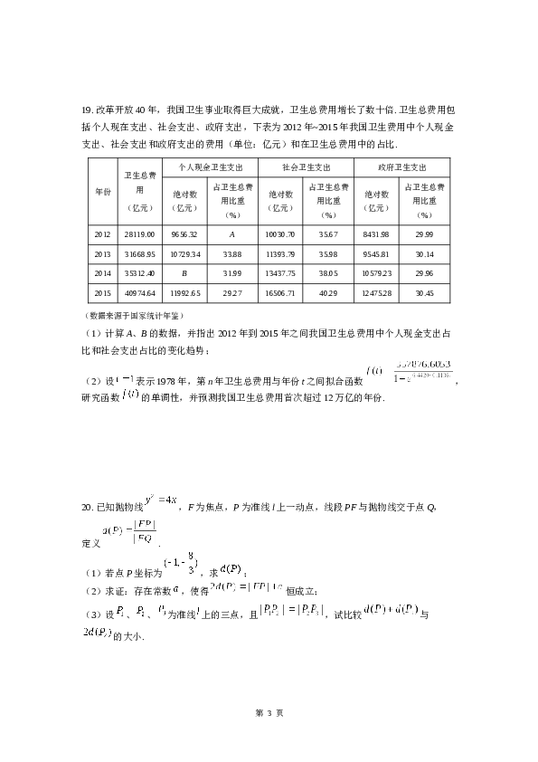 2019年上海高三数学春考试卷（含答案）.docx