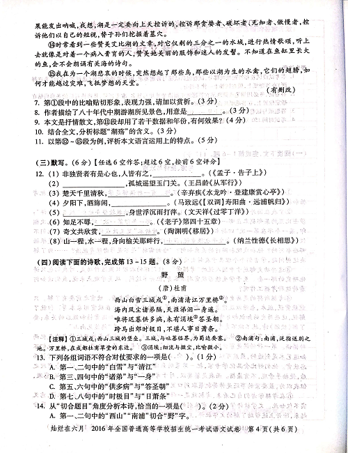 2016年上海高考语文真题试卷（PDF版）.pdf