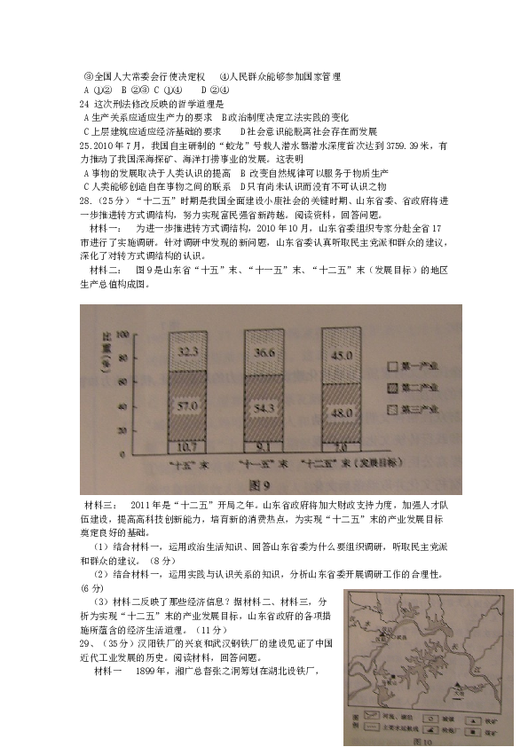 2011山东高考文综政治试题及答案.doc