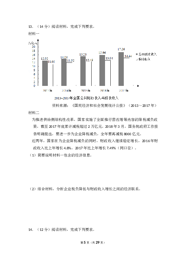 2018年全国统一高考政治试卷（新课标ⅱ）（含解析版）.doc