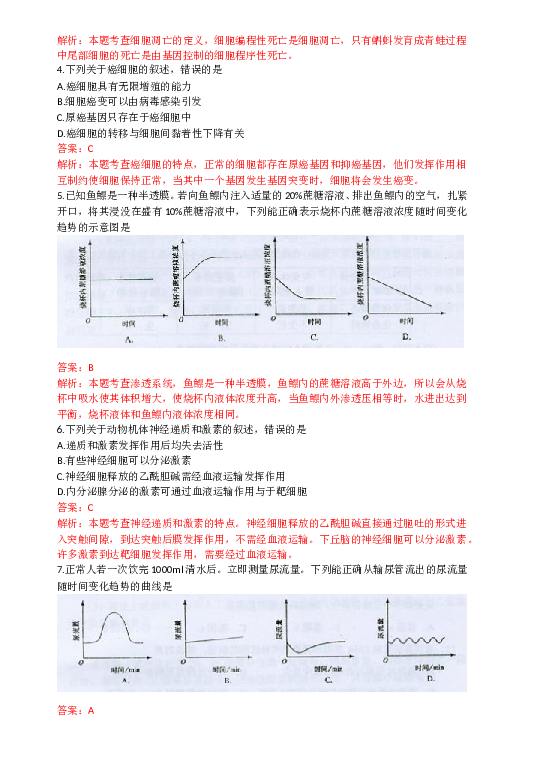 2009年高考海南卷生物试题及答案.doc