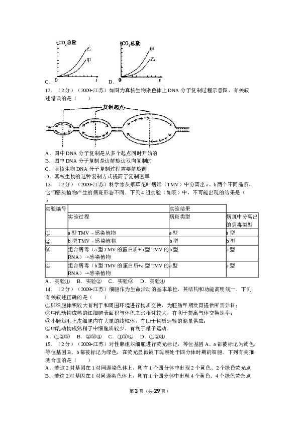 2009年江苏高考生物试卷及答案.doc