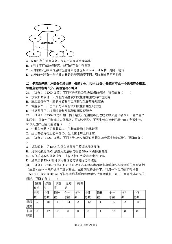 2009年江苏高考生物试卷及答案.doc