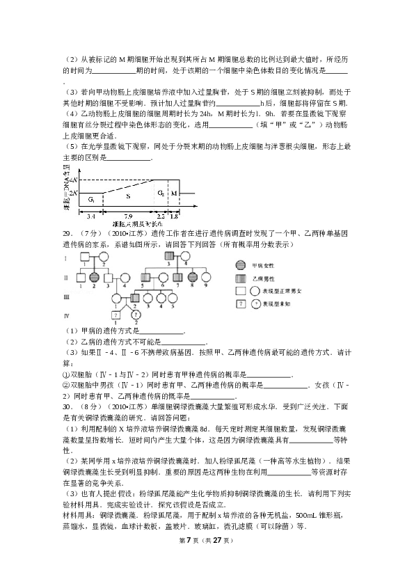 2010年江苏高考生物试卷及答案.doc