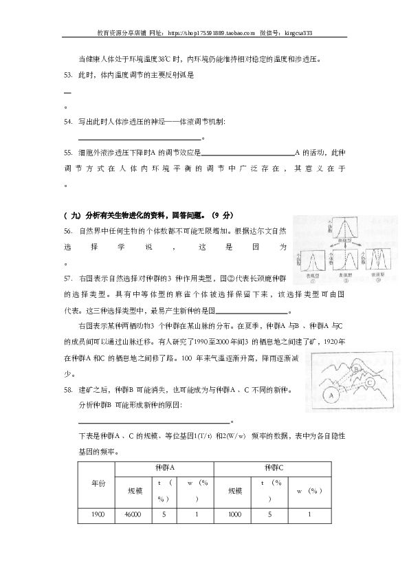 2010年上海市高中毕业统一学业考试生物试卷（word版）.doc