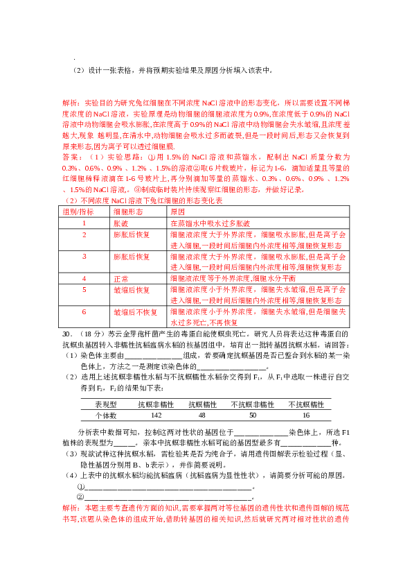 2010年浙江省高考理综生物试题与答案.docx