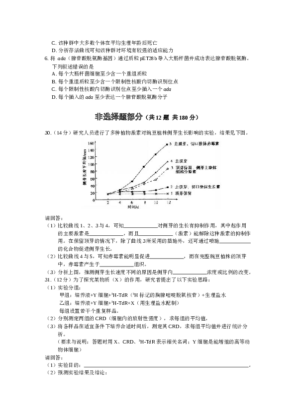 2011年浙江省高考理综生物试题与答案.docx