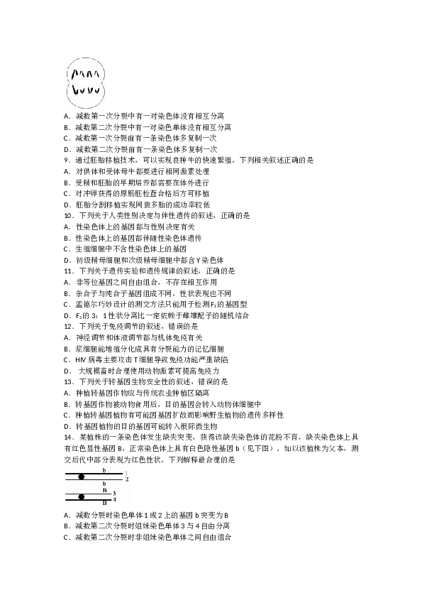 2012年江苏高考生物试卷及答案.doc