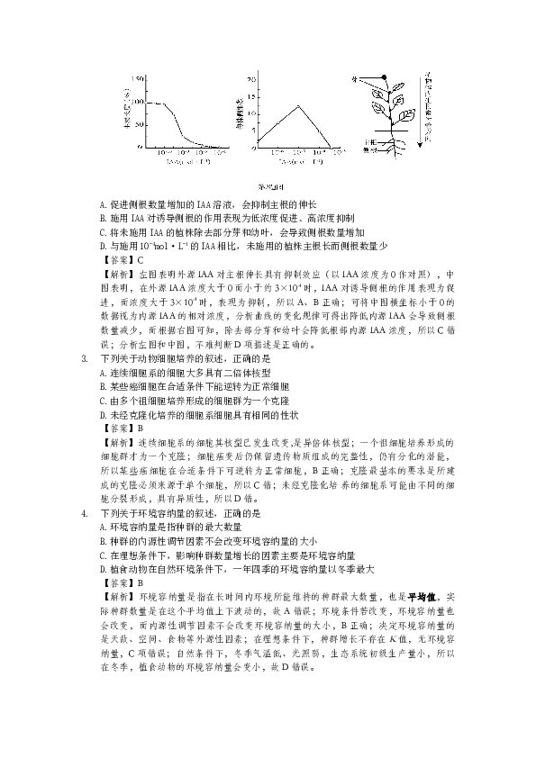 2014年浙江省高考理综生物试题与答案.docx