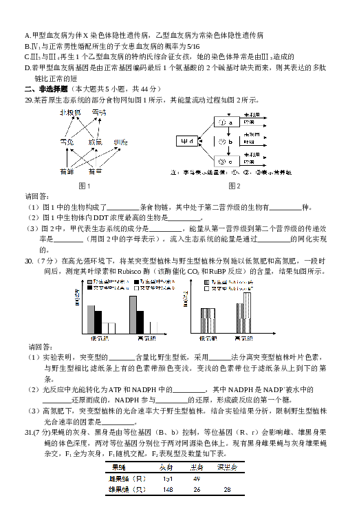 2016年10月浙江省生物选考试卷和答案.docx