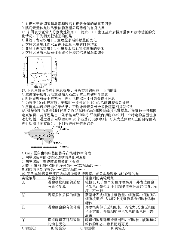 2016年江苏高考生物试卷及答案.doc