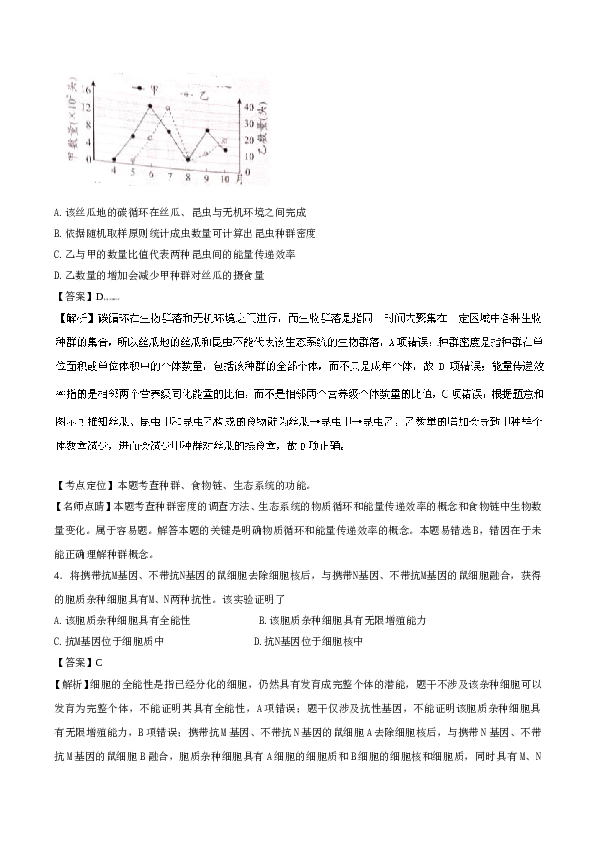 2016年天津高考生物试题及答案.doc