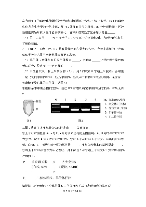 2017年北京高考生物试题及答案.doc