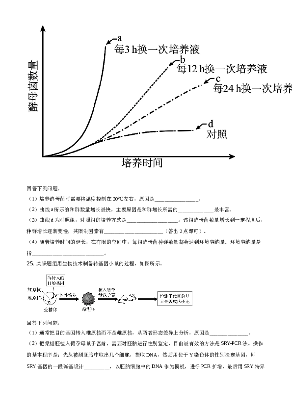 2020年高考海南卷生物试题及答案.doc