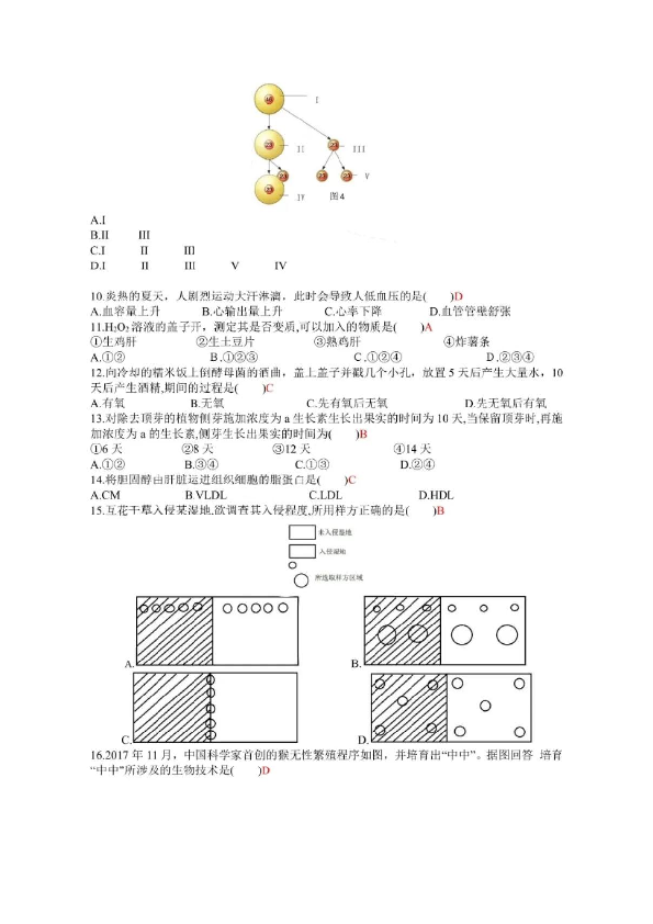 2020年上海市普通高中学业水平等级性考试生物试卷（pdf，有答案）.pdf