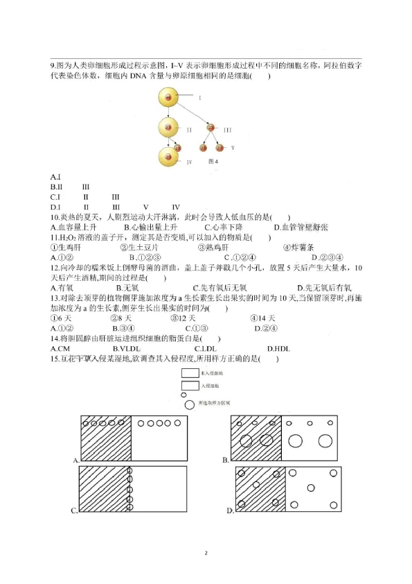 2020年上海市普通高中学业水平等级性考试生物试卷（pdf，有答案）.pdf