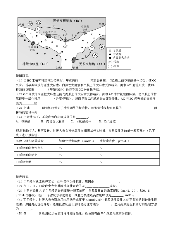 2020年天津高考生物试题及答案.doc