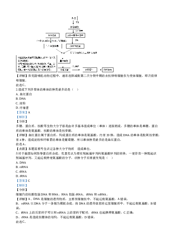 2020年天津高考生物试题及答案.doc