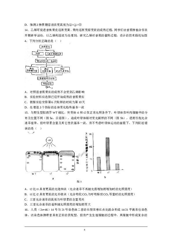 2021年高考真题&mdash;&mdash; 生物（广东卷） (原卷版）.doc