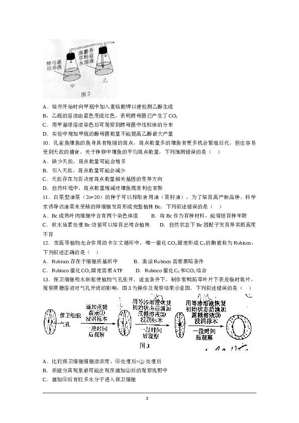 2021年高考真题&mdash;&mdash; 生物（广东卷） (原卷版）.doc