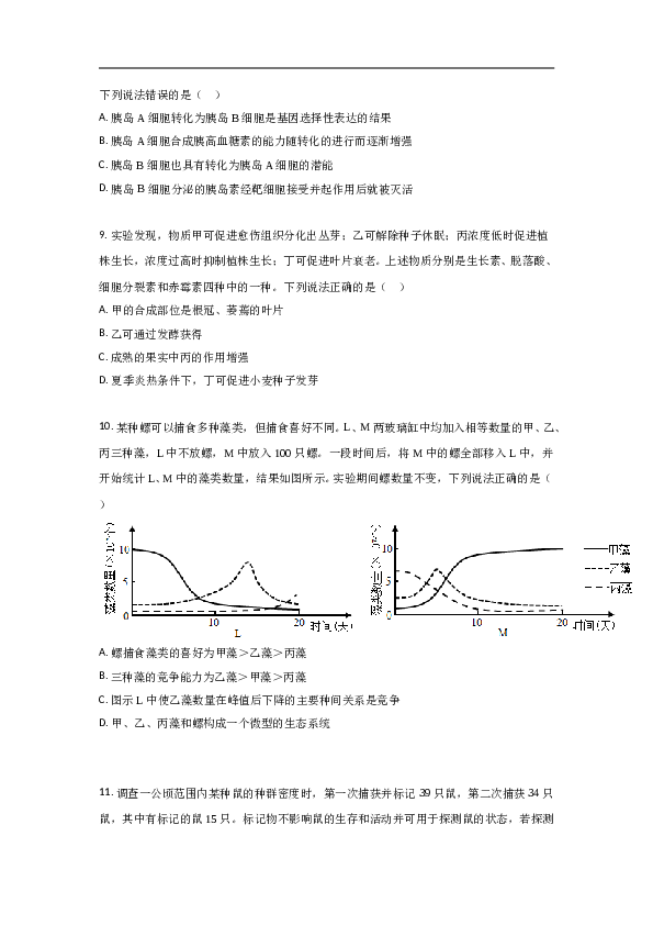 2021年高考真题生物(山东卷)（原卷版）.doc