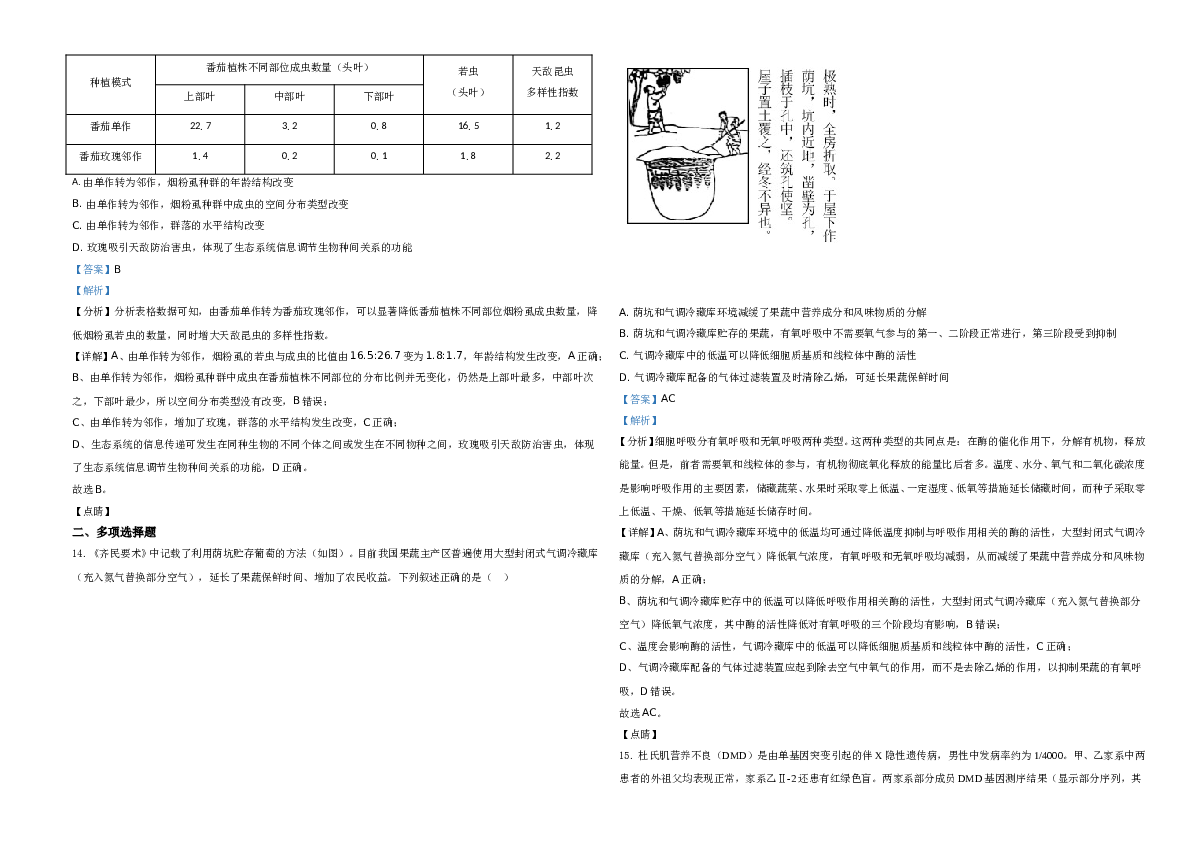 2021年河北高考生物试卷（新高考）A3 Word版（解析版）.doc