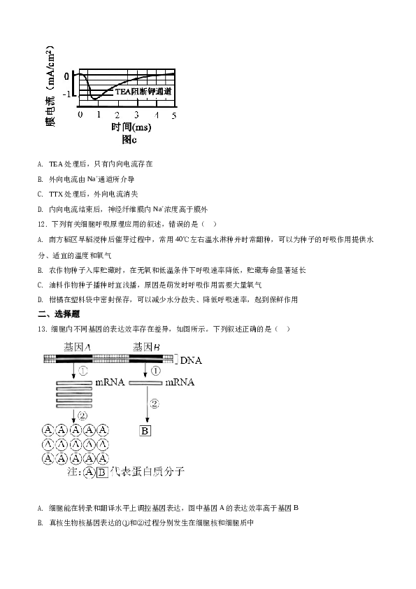 2021年湖南高考生物（新高考）A4 Word版（原卷版）.doc