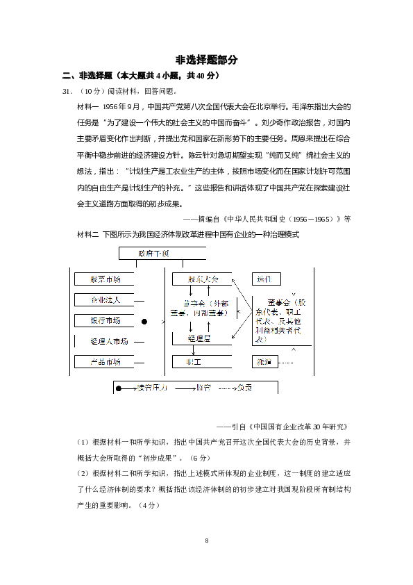 2016年4月浙江省历史选考试题及参考答案.doc