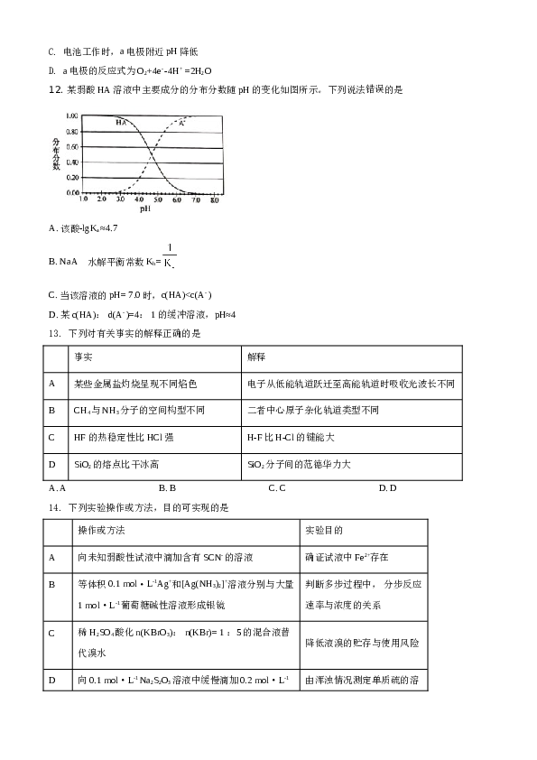 海南2020年海南高考化学试题及答案.doc