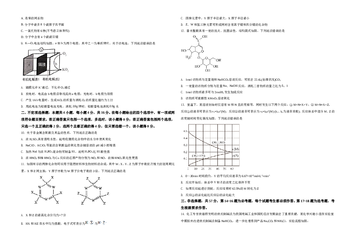河北2021年普通高中学业水平选择性考试化学试题（河北卷）A3（原卷版）.doc
