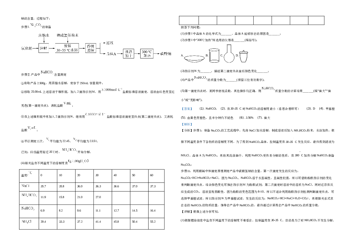 湖南省2021年普通高中学业水平选择性考试化学试题（湖南卷）（解析版）A3.docx