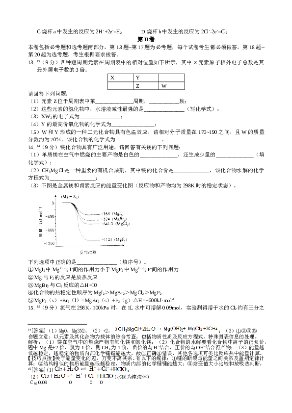 海南2011年海南高考化学试题及答案.doc
